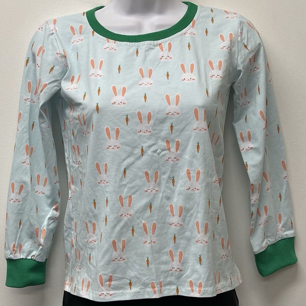 NWOT Girls Size 10 Bunny Carrots Long Sleeve Stretchy Top by Sugarbee Blanks